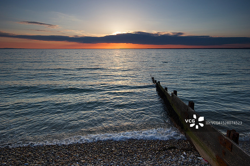 怀特岛托特兰湾日落图片素材