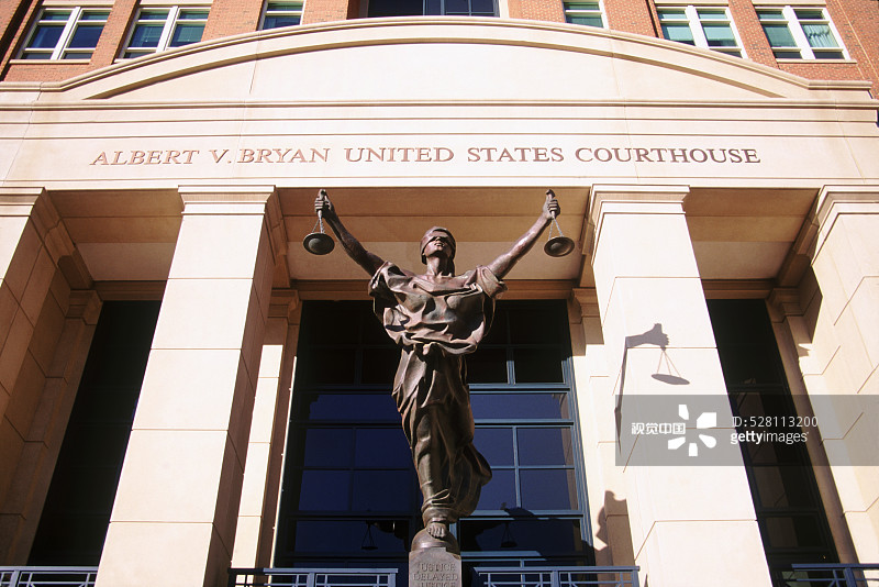 艾伯特·V·布莱恩美国法院外的正义女神雕像图片素材