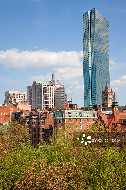 夏季波士顿后湾的汉考克大厦，马萨诸塞州图片素材