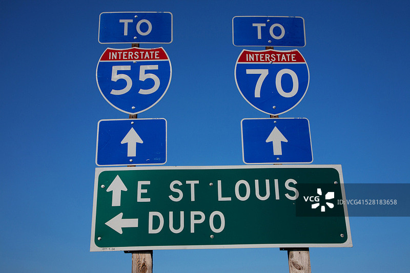 伊利诺伊州东圣路易斯郊外的55号和70号州际公路图片素材