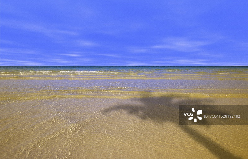 棕榈树阴影下的海洋海滩图片素材