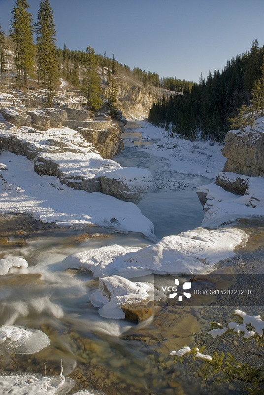 冬季的肘形瀑布和肘河图片素材