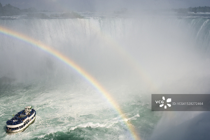尼亚加拉瀑布马蹄瀑布和雾中少女号（加拿大安大略省）图片素材
