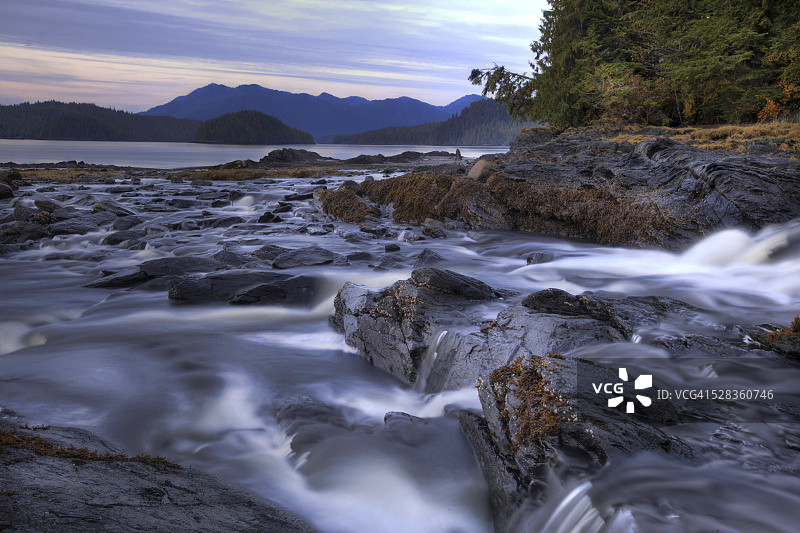 阿拉斯加东南地区午餐溪的阴沉秋景图片素材