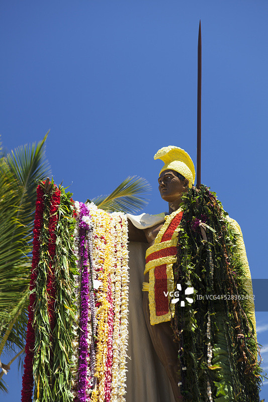 卡美哈美哈一世国王雕像，美国夏威夷大岛图片素材