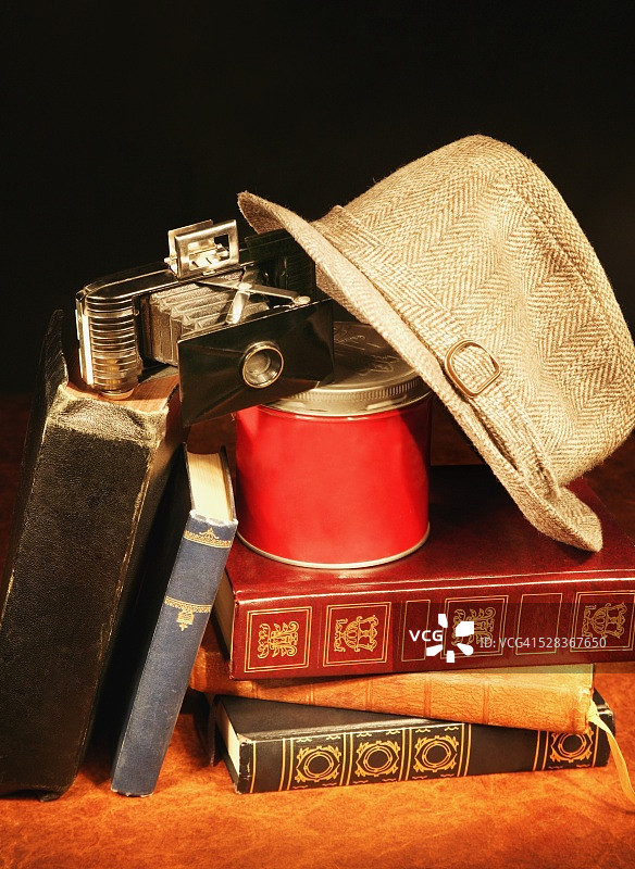 静物中的古董书籍图片素材