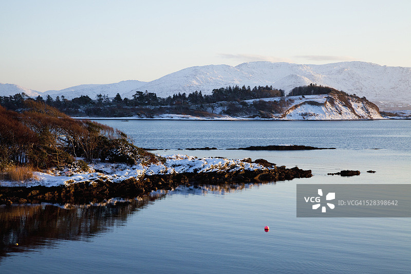 冬季雪岸；爱尔兰克里郡斯尼姆图片素材