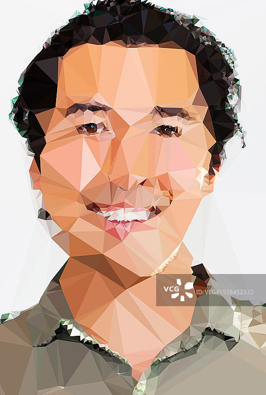 亚洲男人的多边形肖像图片素材
