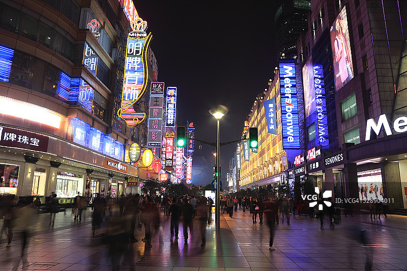 南京路步行街夜景图片素材