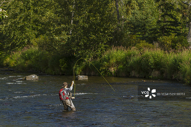 俄罗斯河三文鱼飞蝇钓图片素材