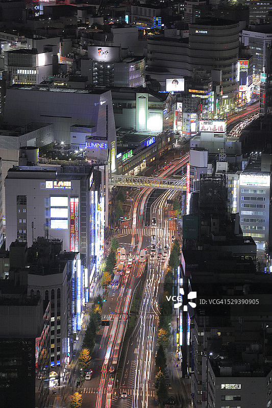 新宿夜景航拍图片素材