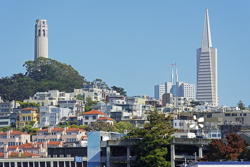 科伊特塔，位于美国加利福尼亚州旧金山电报山顶图片素材