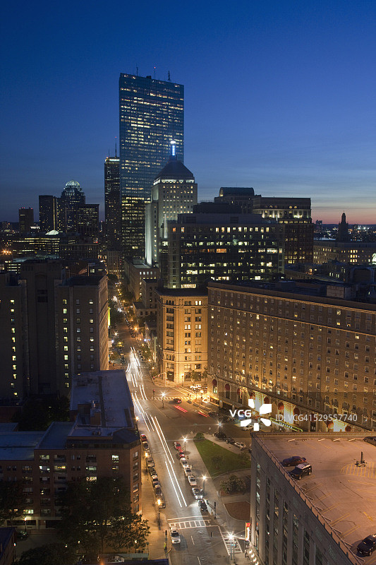 美国马萨诸塞州波士顿后湾区斯图尔特街公园广场城市建筑图片素材
