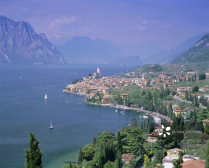 马尔切西内，加尔达湖，意大利湖泊，特伦蒂诺-上阿迪杰，意大利，欧洲图片素材