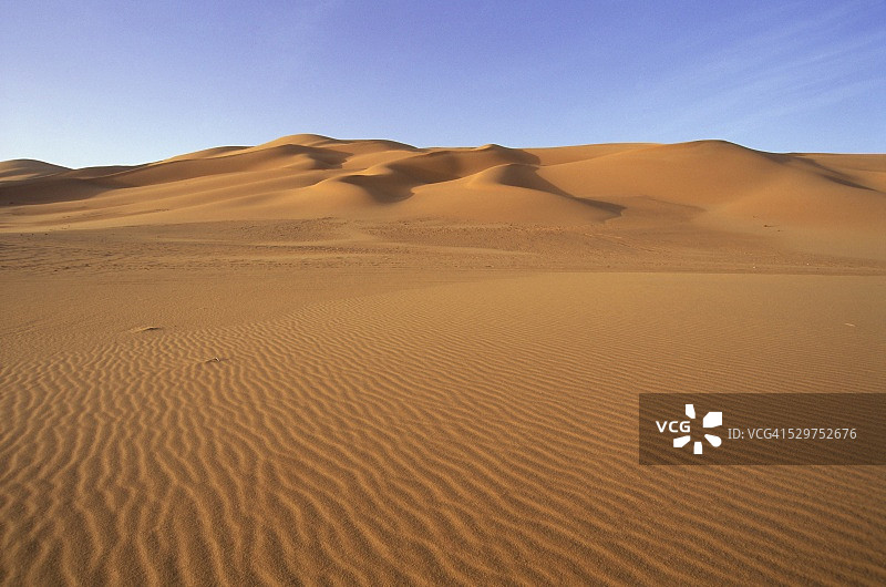 北非利比亚费赞撒哈拉沙漠Erg Murzuq沙丘上的沙纹图片素材