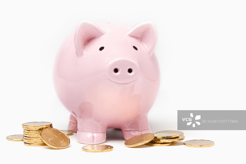 装有加拿大硬币的储蓄罐图片素材