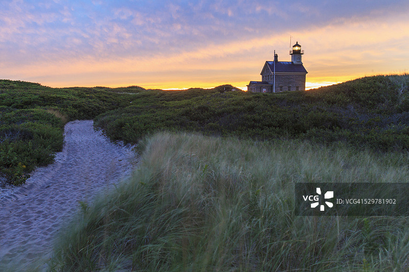 日落时分的北方灯塔图片素材