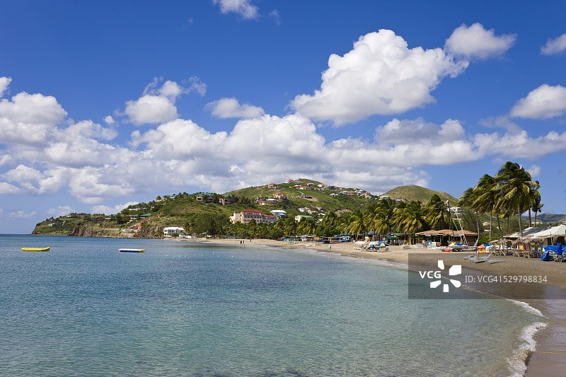 圣基茨岛弗里盖特湾海滩，背风群岛，西印度群岛，加勒比海，中美洲图片素材