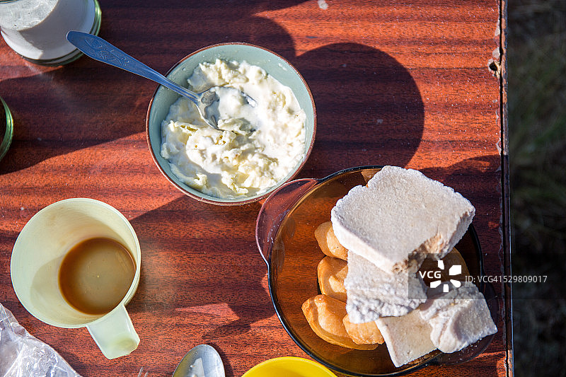 草原上的蒙古奶豆腐和凝乳图片素材