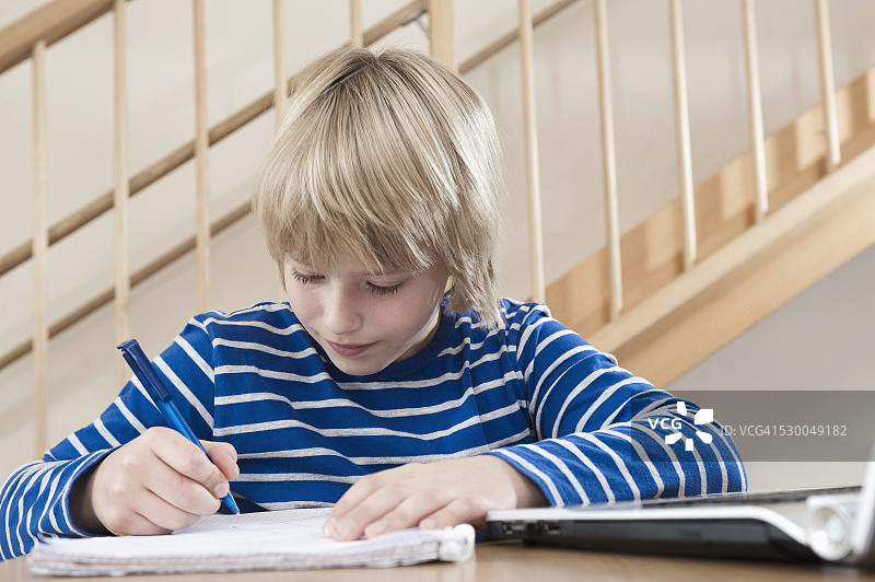 男孩正在做作业图片素材