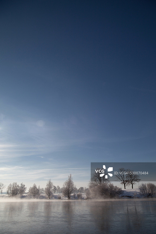 德国巴伐利亚埃谢瑙湖岸边的树木远景图片素材