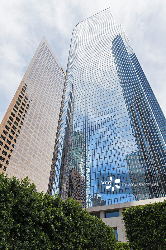 美国加利福尼亚州洛杉矶：W. R. Grace大厦、加州广场双子塔和富国银行中心图片素材