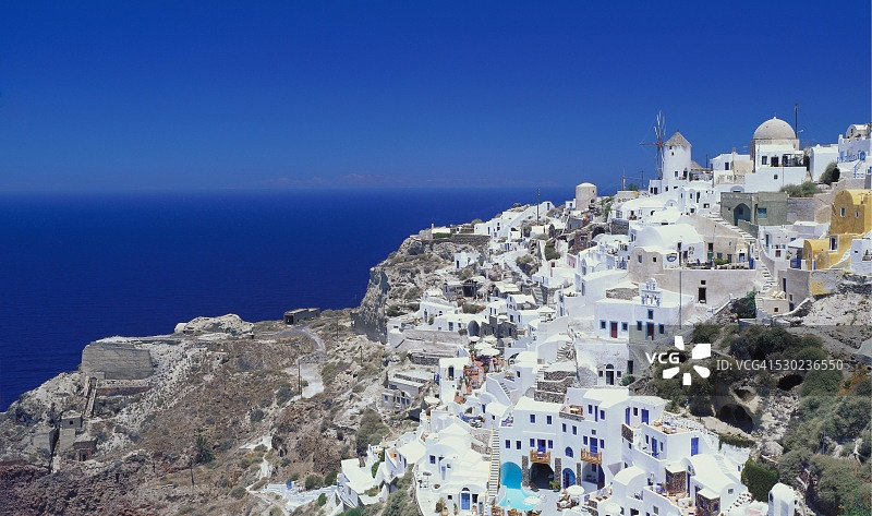 希腊基克拉泽斯群岛，圣托里尼岛伊亚村图片素材