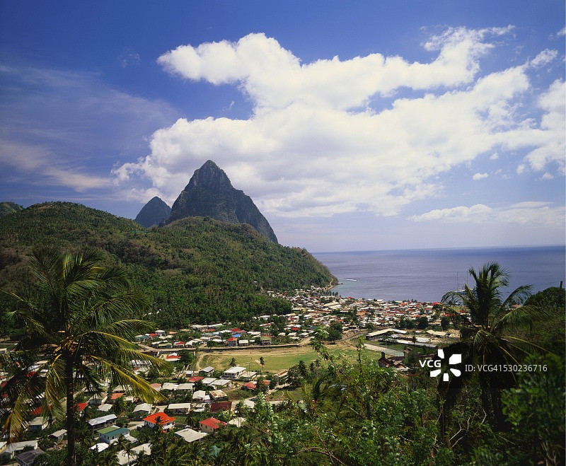 圣卢西亚的苏弗里耶尔，加勒比图片素材