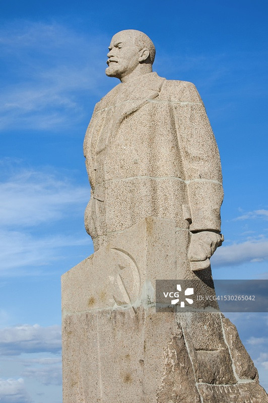 列宁雕像，俄罗斯远东楚科奇自治区阿纳德尔市，西伯利亚图片素材