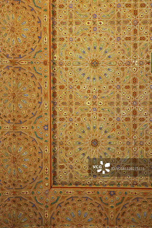 穆莱·伊斯梅尔陵墓内部，梅克内斯，摩洛哥，北非图片素材