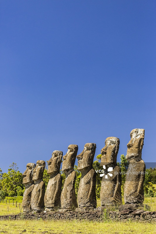 复活节岛七尊摩艾石像图片素材