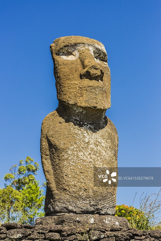 智利复活节岛阿胡阿基维的摩艾石像细节（联合国教科文组织世界遗产）图片素材