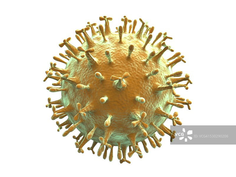 电脑合成的病毒颗粒图：冠状病毒、禽流感、艾滋病、流感、猪流感和疱疹图片素材