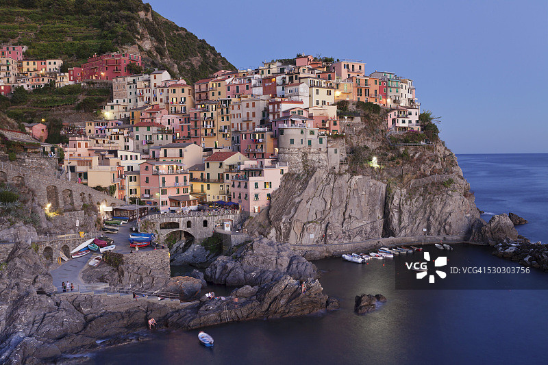 意大利利古里亚拉斯佩齐亚五渔村马纳罗拉（联合国教科文组织世界遗产）图片素材