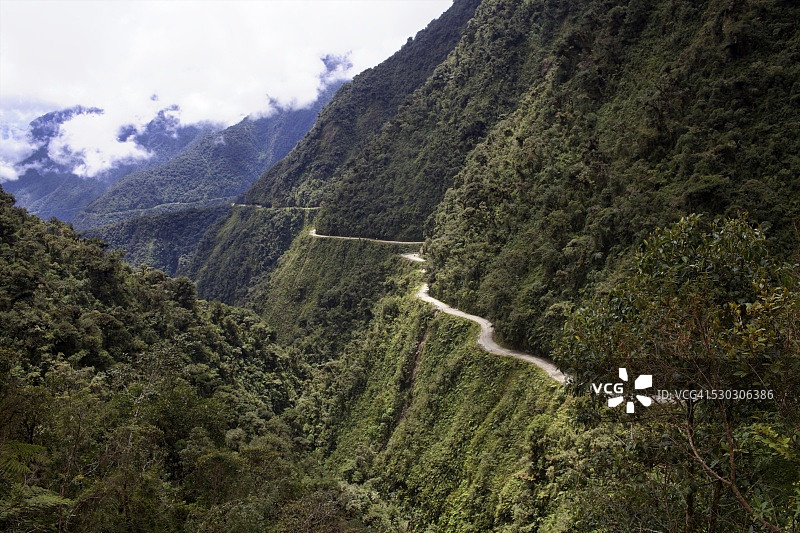 玻利维亚永加斯山路“死亡之路”风光图片素材