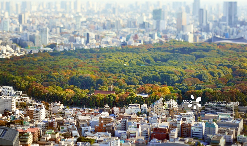 东京城市景观中的公园绿地图片素材