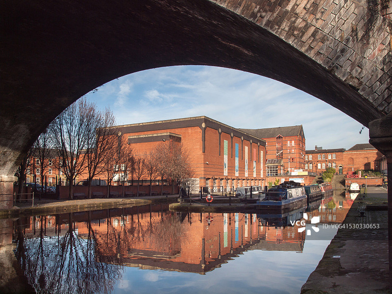 曼彻斯特城堡区的一条运河图片素材