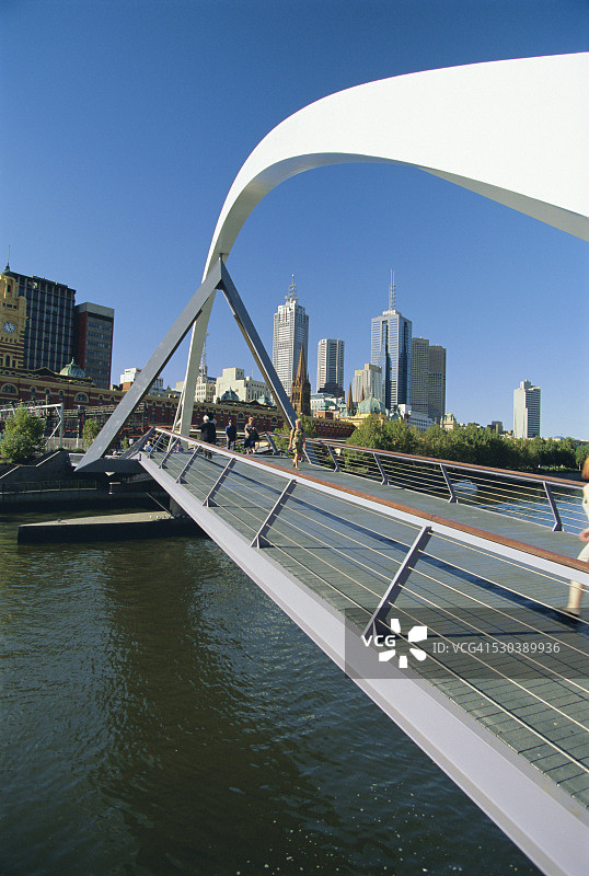 澳大利亚维多利亚州墨尔本南门的城市天际线图片素材