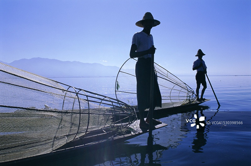 缅甸掸邦茵莱湖的茵达渔民图片素材