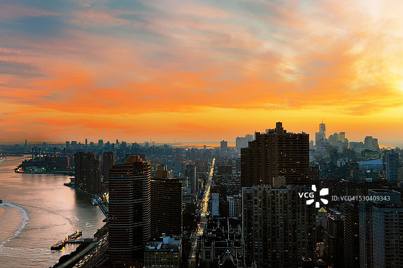 曼哈顿日落美景图片素材