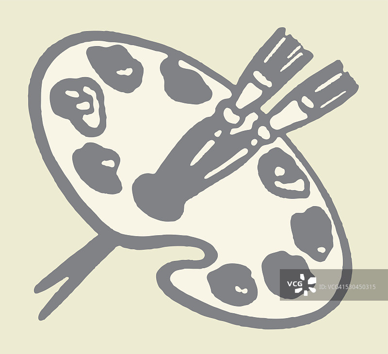 调色板和两把刷子图片素材