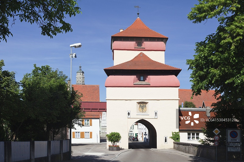 德国巴伐利亚浪漫之路Reimlinger Tor门图片素材