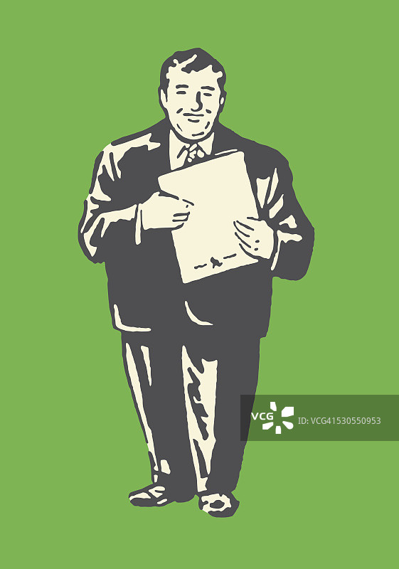 穿着西装拿着文件的大个子男人图片素材