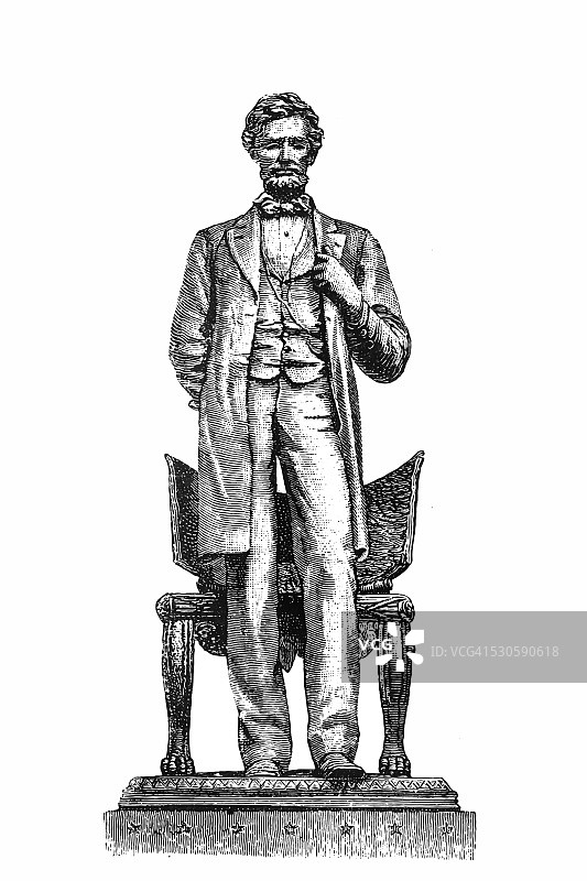 亚伯拉罕·林肯站立像，1864年图片素材