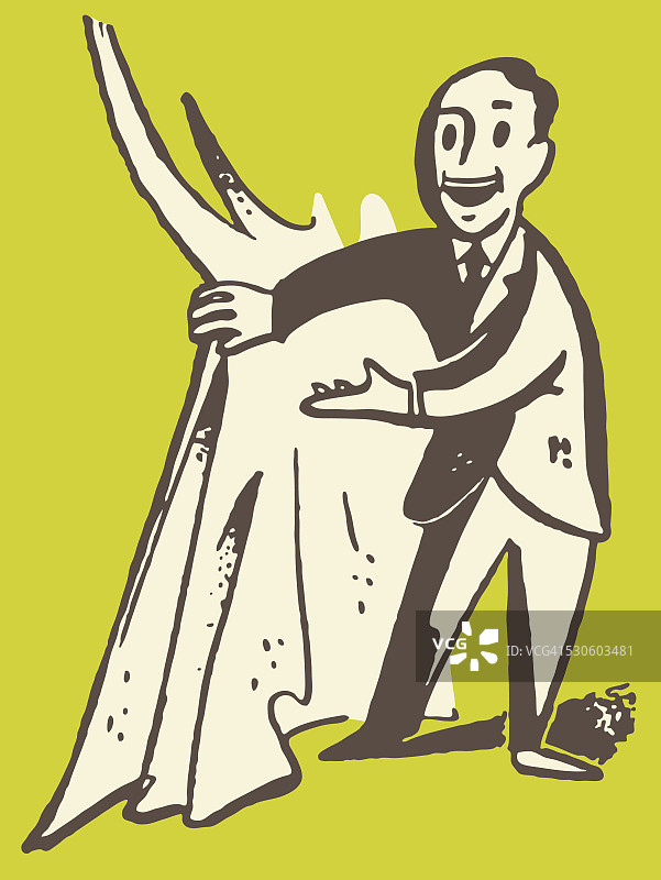 主持人拉开舞台帷幕图片素材