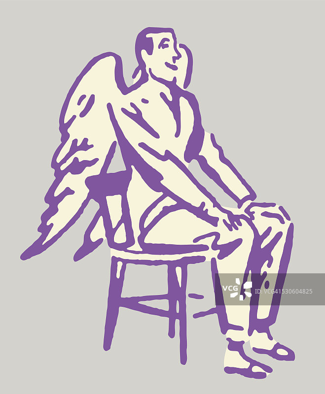 坐在椅子上等待的飞翼人图片素材