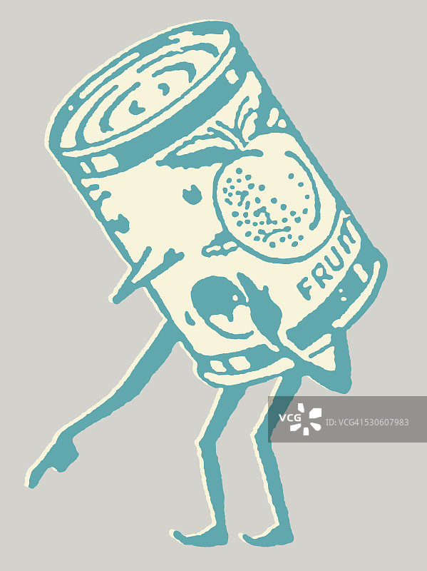 受惊水果罐头向下指图片素材