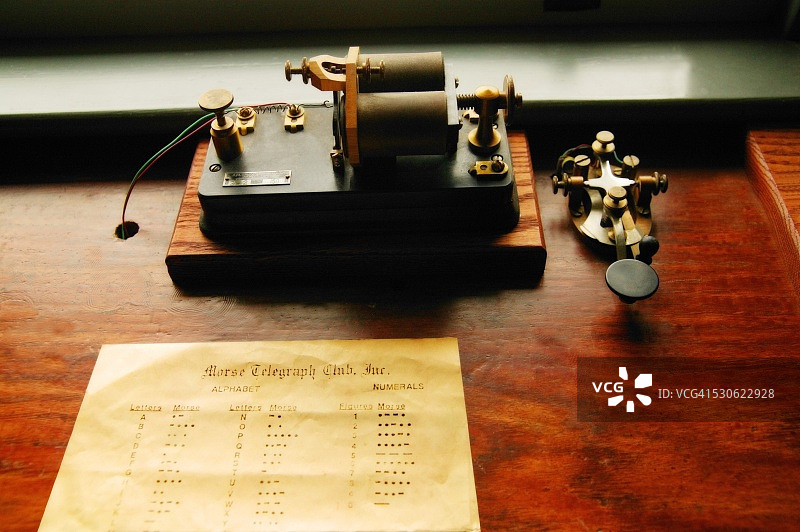 古董电报和莫尔斯电码指南图片素材