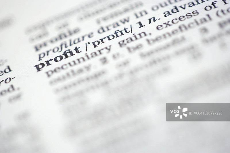 字典中“利润”一词的定义图片素材