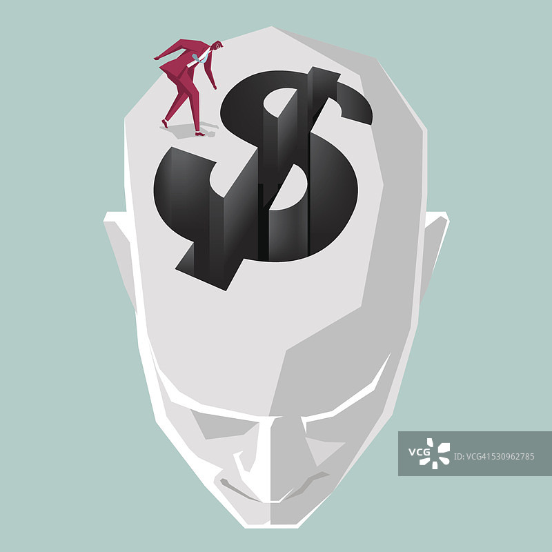 头顶美元符号的商人图片素材